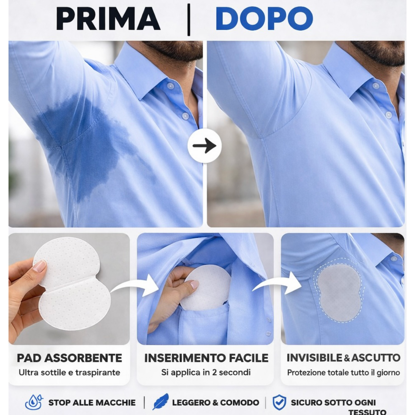 NoSweat™ - Pads Invisibili Anti-Sudore